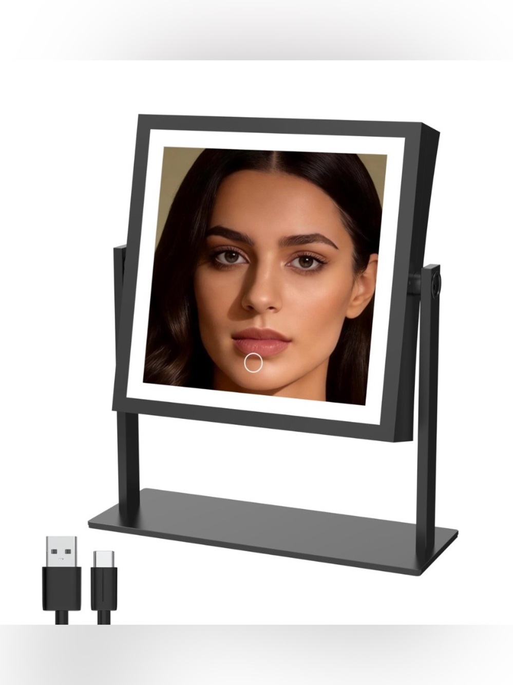 Makeup Mirror with Lights Dual-Sided 1X/10X - MATTE BLACK